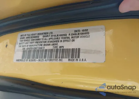 2003 Subaru Baja z USA, uszkodzony, nr VIN 4S4BT61C937105672